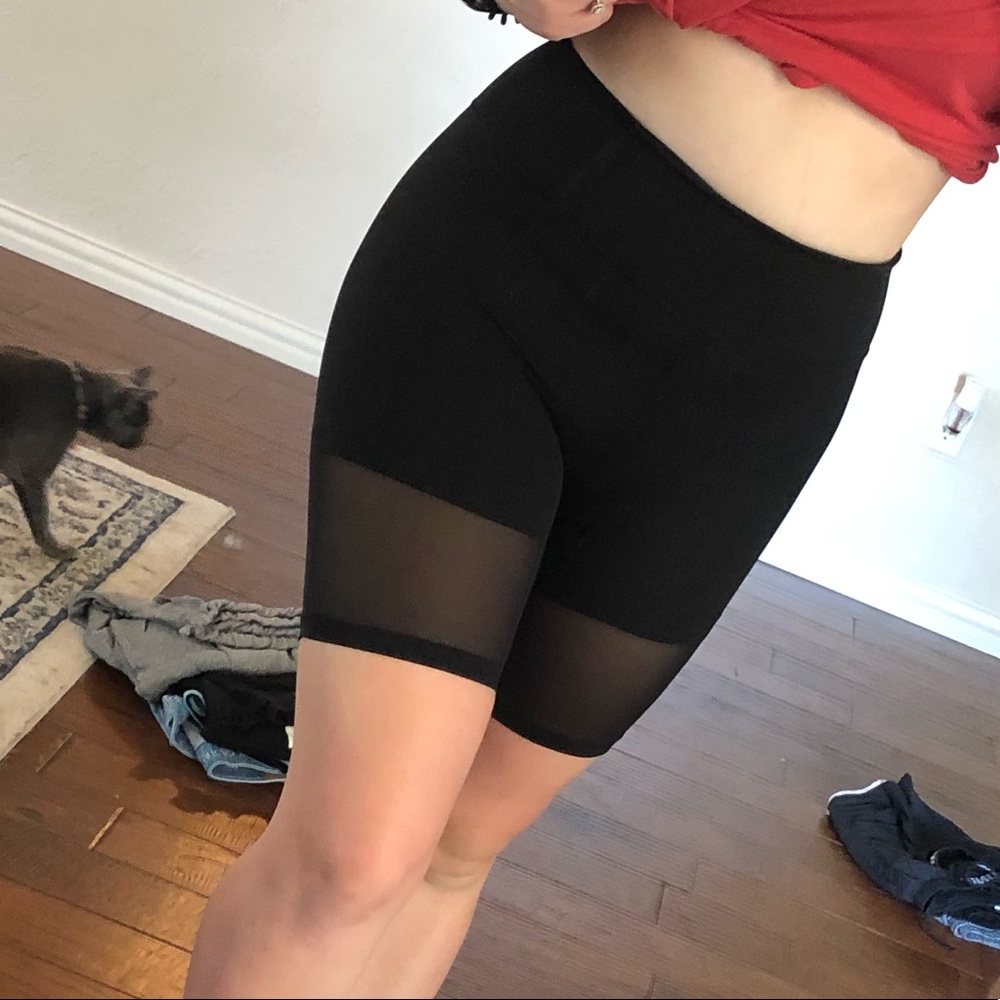 High Waisted Mesh Detail Biker Shorts